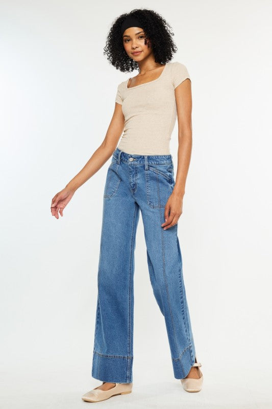 Mid Rise Wide Jeans