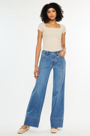 Mid Rise Wide Jeans
