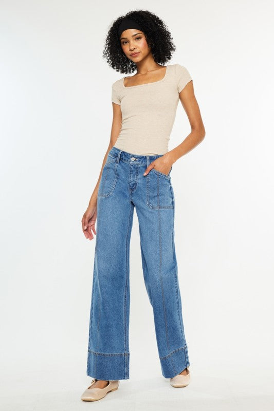 Mid Rise Wide Jeans