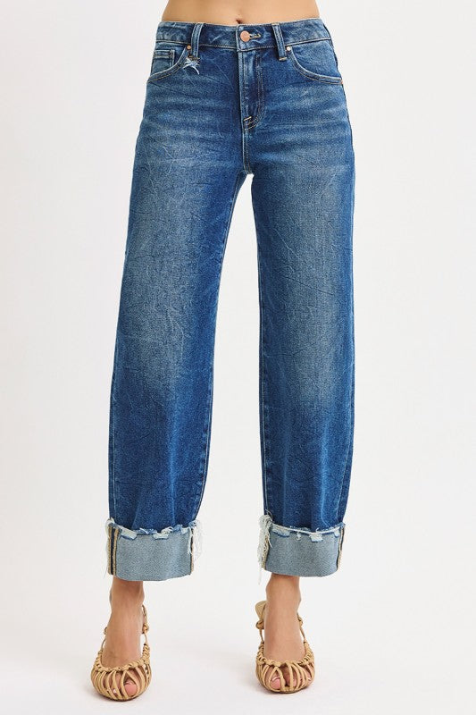 High Rise Cuff Jeans