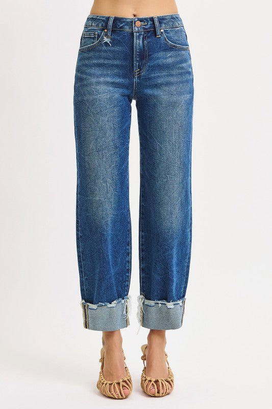 High Rise Cuff Jeans
