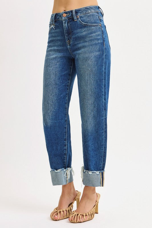 High Rise Cuff Jeans