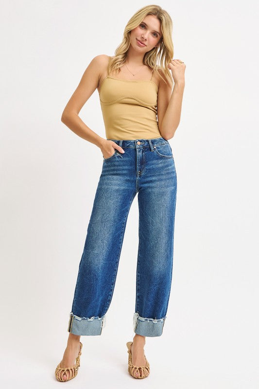 High Rise Cuff Jeans