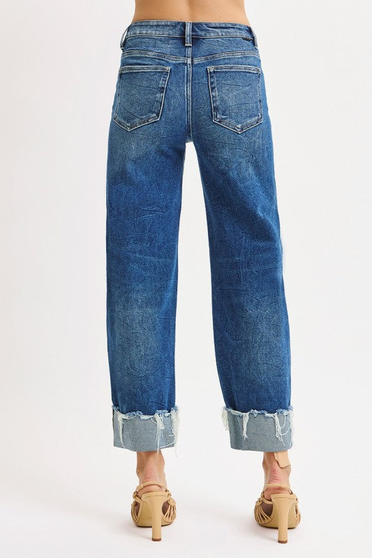High Rise Cuff Jeans