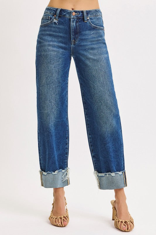 High Rise Cuff Jeans