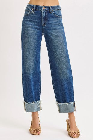 High Rise Cuff Jeans