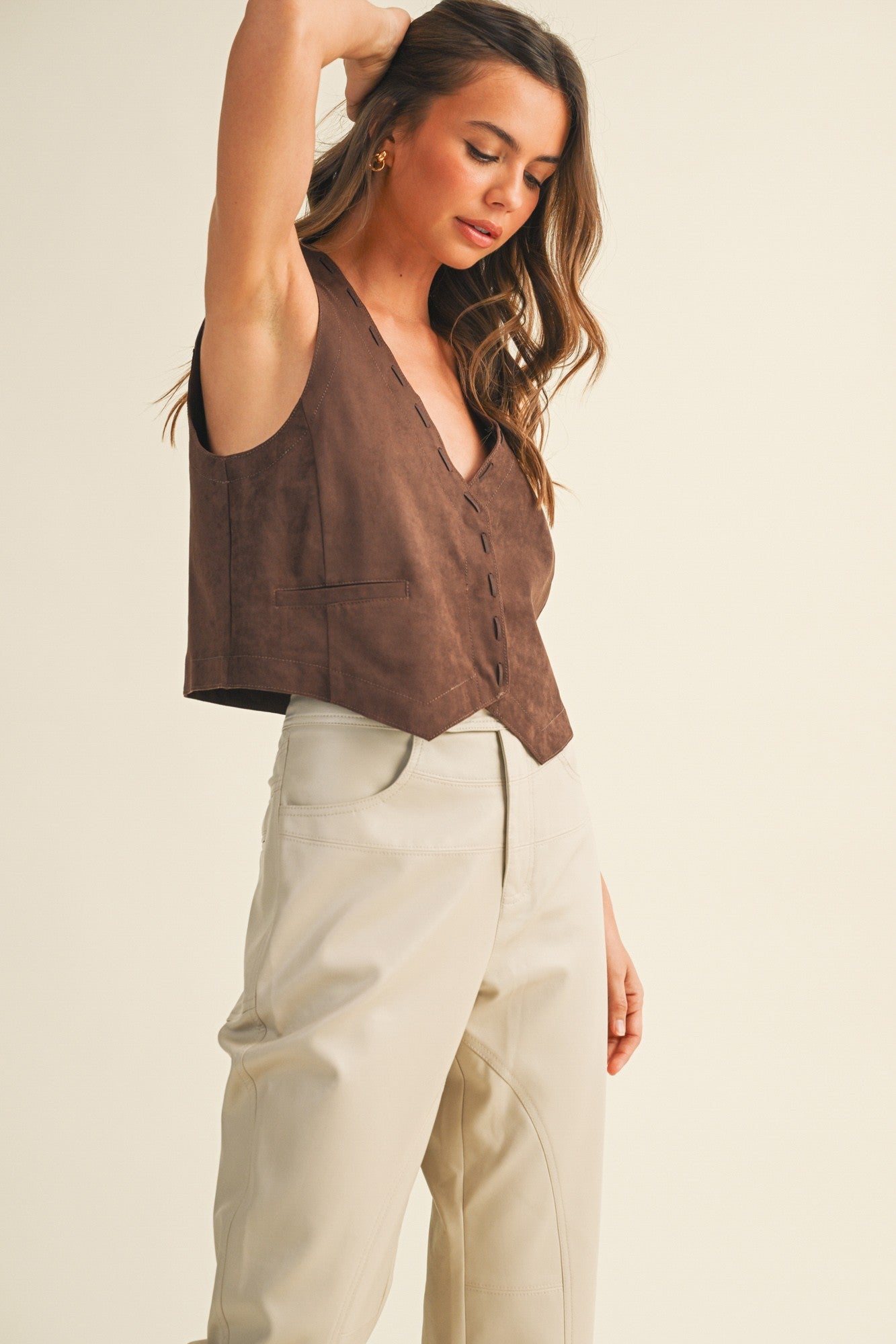 Button Down Suede Vest