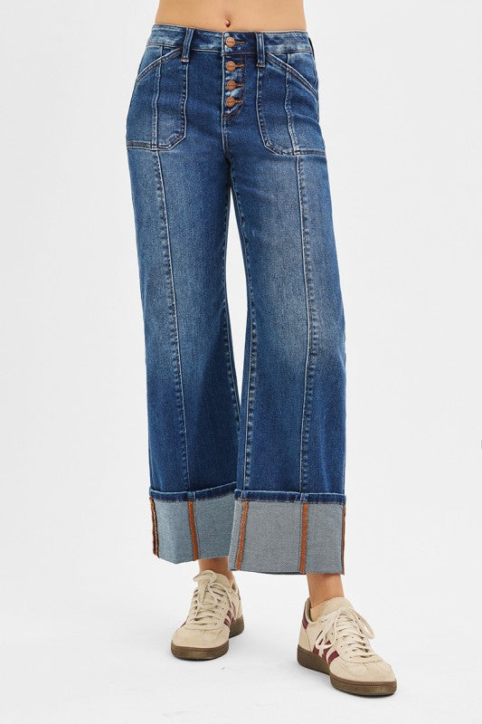 High Rise Cuffed Jeans