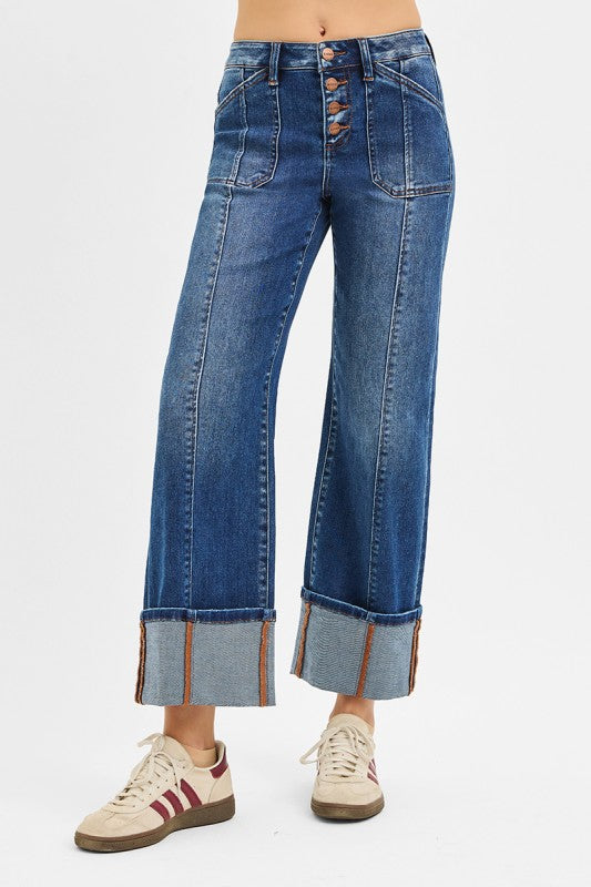 High Rise Cuffed Jeans