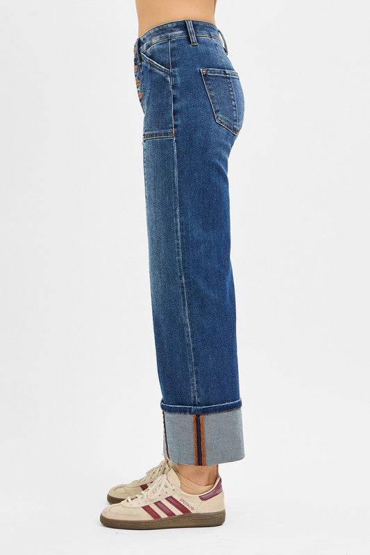 High Rise Cuffed Jeans