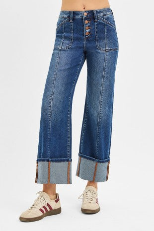 High Rise Cuffed Jeans