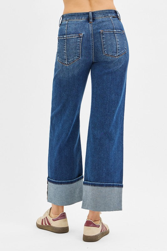 High Rise Cuffed Jeans