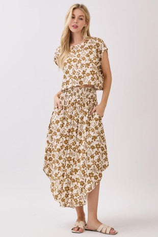 Midi Smocked Skirt
