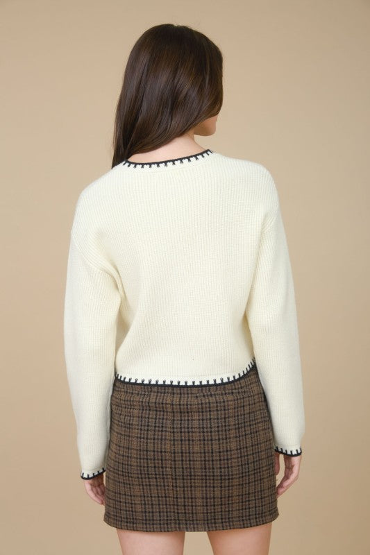 Contrast Stitch Cardigan
