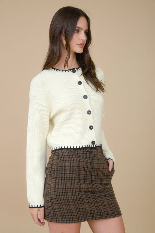 Contrast Stitch Cardigan