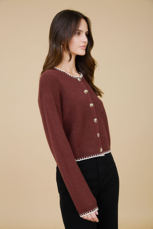 Contrast Stitch Cardigan