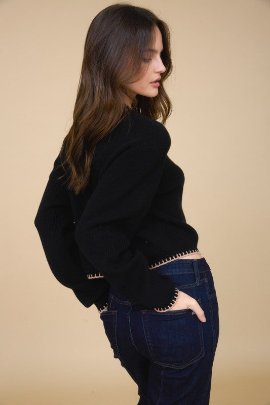 Contrast Stitch Cardigan