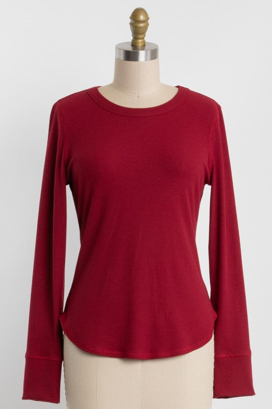Ribbed Crew Neck Top