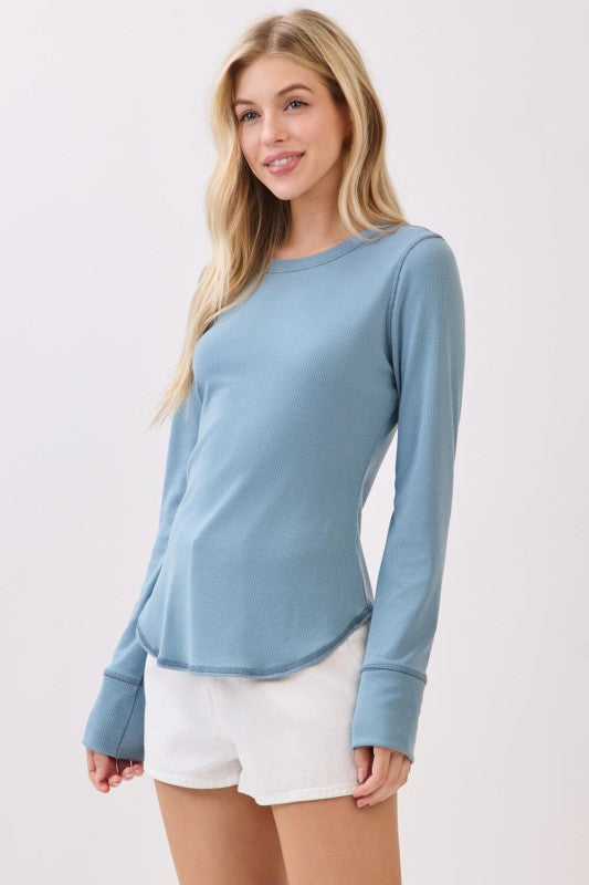 Ribbed Crew Neck Top