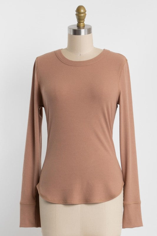 Ribbed Crew Neck Top