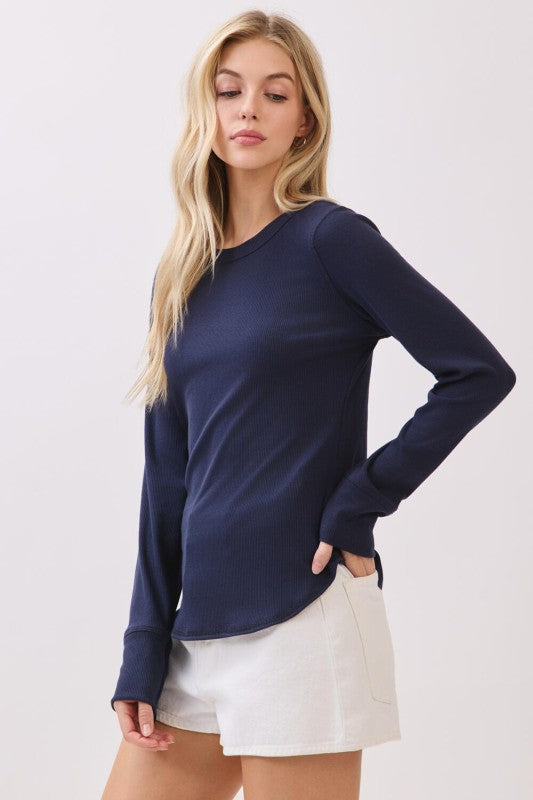 Ribbed Crew Neck Top
