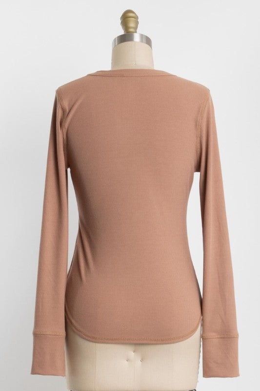 Ribbed Crew Neck Top