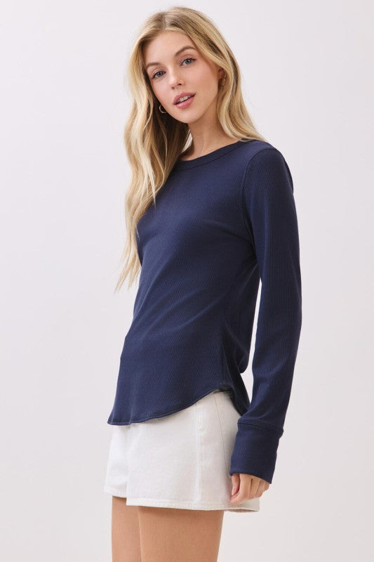 Ribbed Crew Neck Top