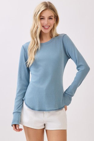 Ribbed Crew Neck Top