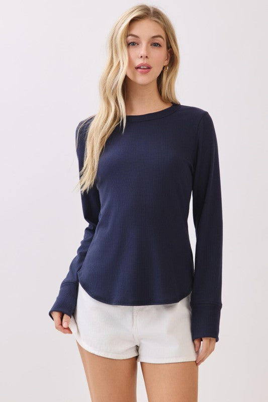 Ribbed Crew Neck Top