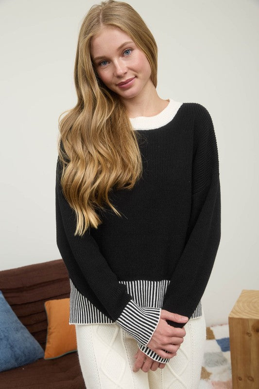 Contrast Stripe Sweater