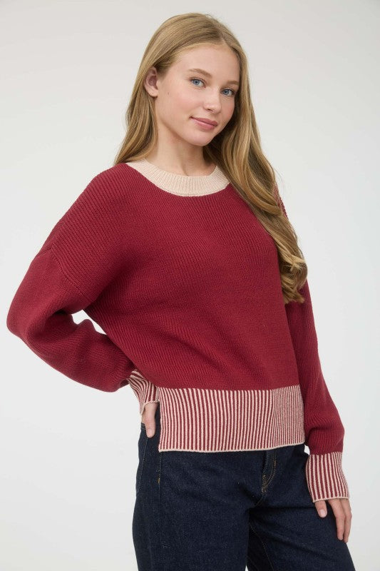 Contrast Stripe Sweater