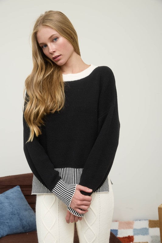 Contrast Stripe Sweater