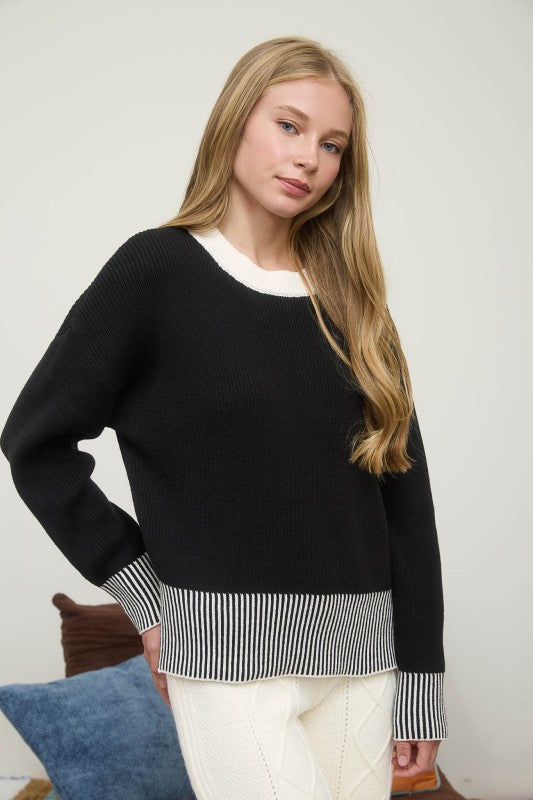 Contrast Stripe Sweater
