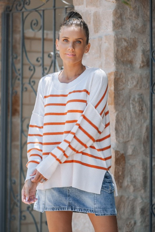 Stripe Dropped Shoulder Sweater
