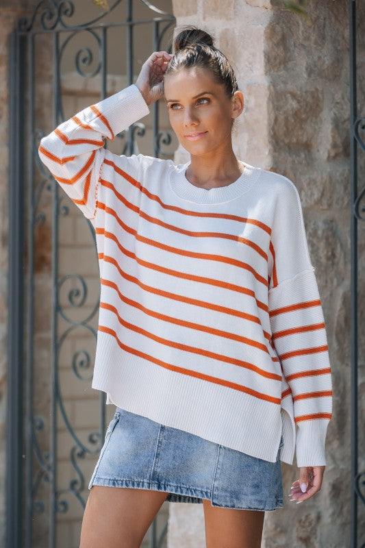 Stripe Dropped Shoulder Sweater