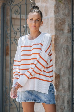 Stripe Dropped Shoulder Sweater