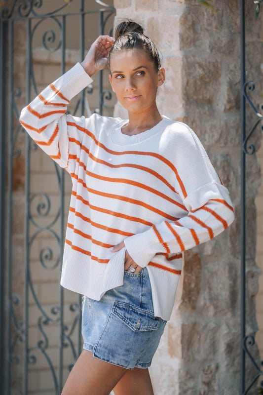 Stripe Dropped Shoulder Sweater