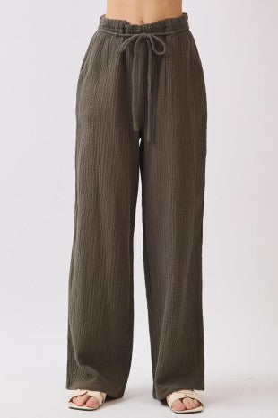Elastic Wide Leg Pants