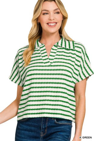 Striped Split Neck