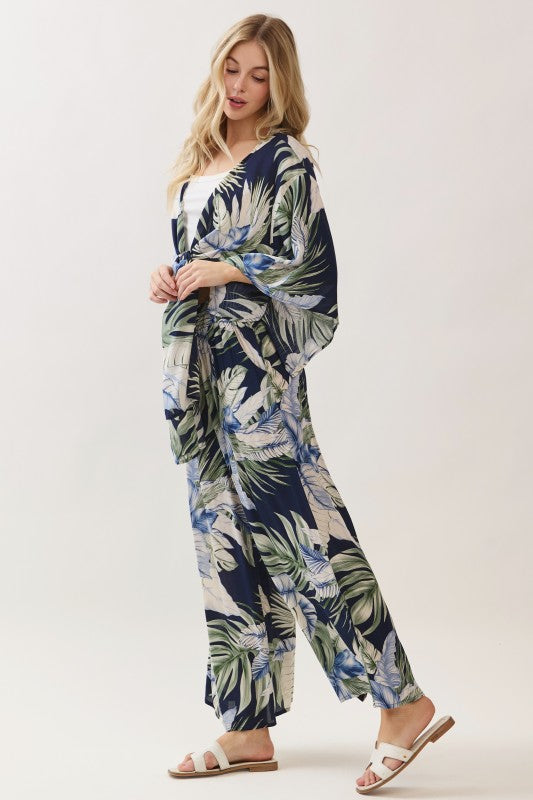 Print Smocked Wide Pants