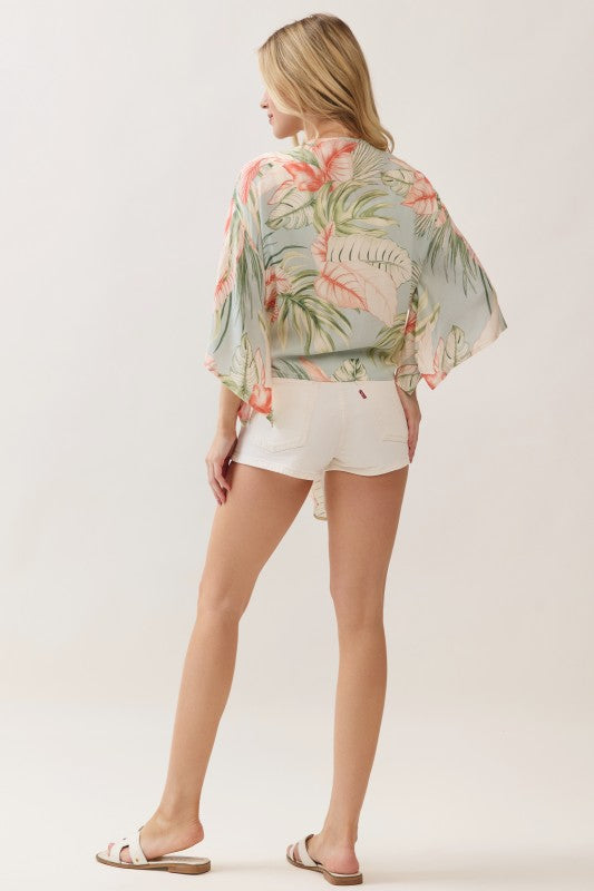 Short Kimono Tie Cardigan