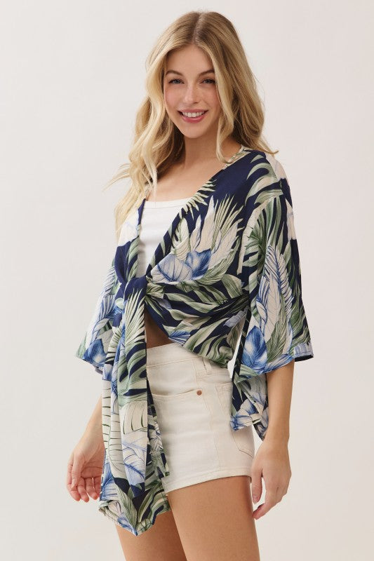 Short Kimono Tie Cardigan