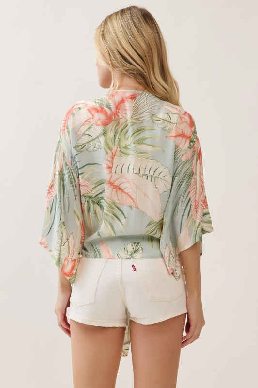 Short Kimono Tie Cardigan