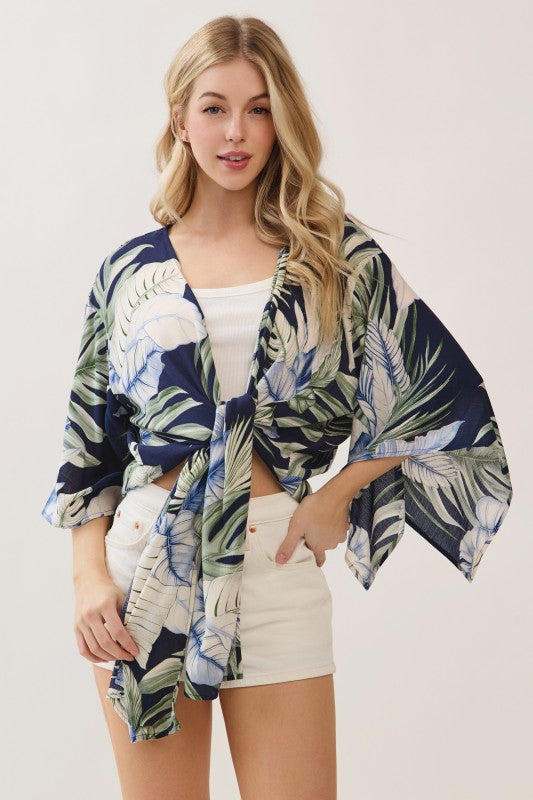 Short Kimono Tie Cardigan