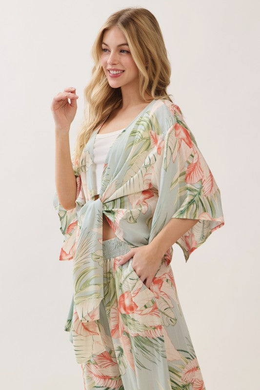 Short Kimono Tie Cardigan