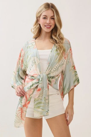 Short Kimono Tie Cardigan