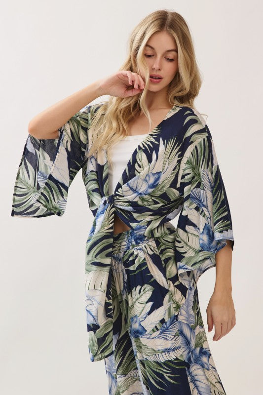 Short Kimono Tie Cardigan