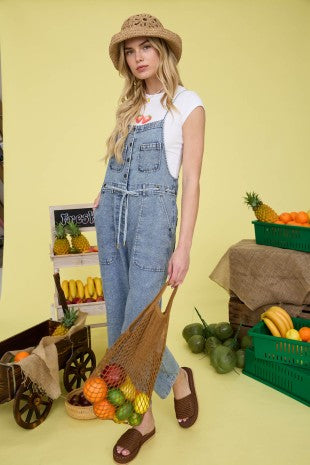 Denim Tie Overalls