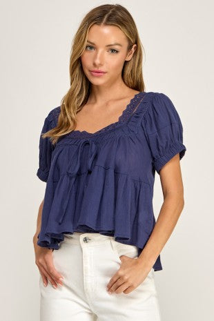 Eyelet Peplum