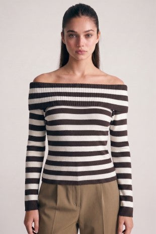 Off-shoulder Stripe Top